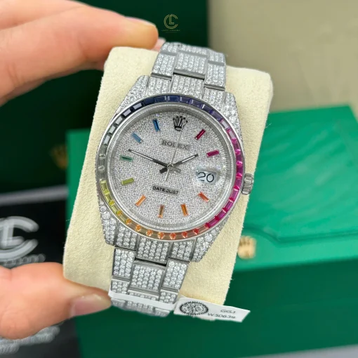 Datejust 126334 41mm Benzel Rainbow ruby Full Moissanite Hongkong - VIP Version