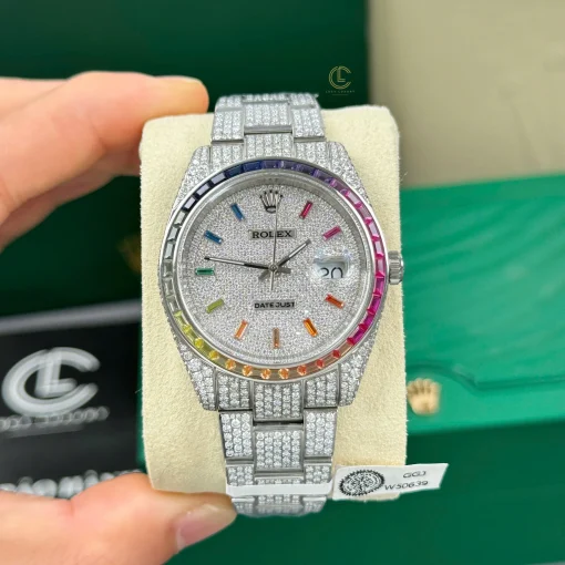 Datejust 126334 41mm Benzel Rainbow ruby Full Moissanite Hongkong - VIP Version