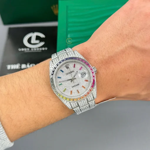 Datejust 126334 41mm Benzel Rainbow ruby Full Moissanite Hongkong - VIP Version